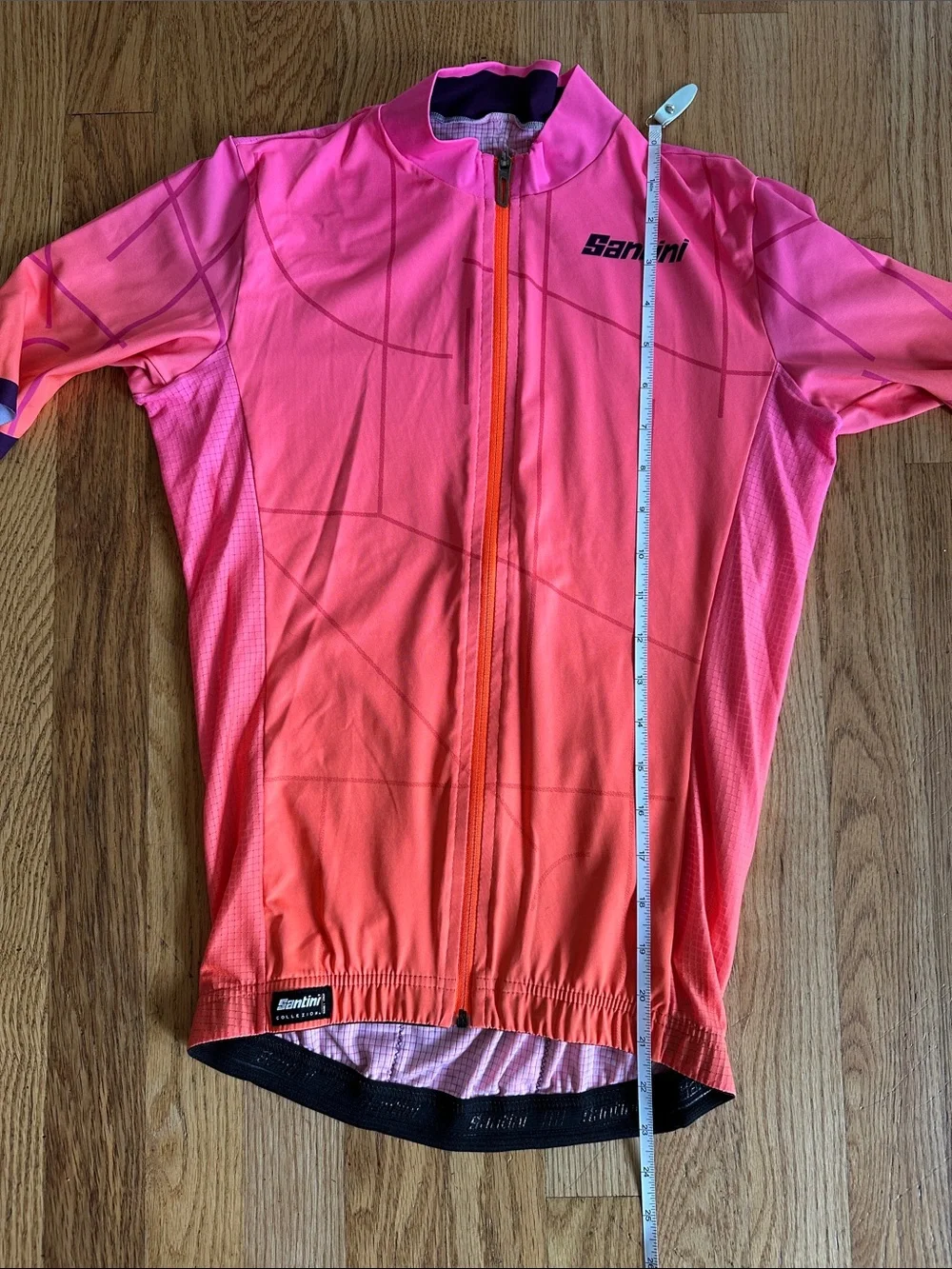 Santini Men’s Pink-Orange Cycling Jersey & Bib Shorts Set